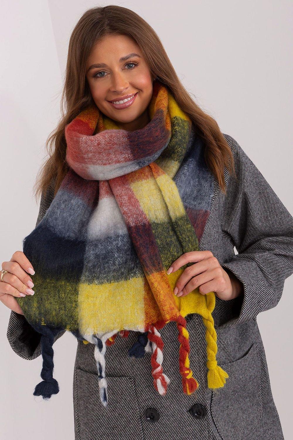 AT long colorful plaid Shawl