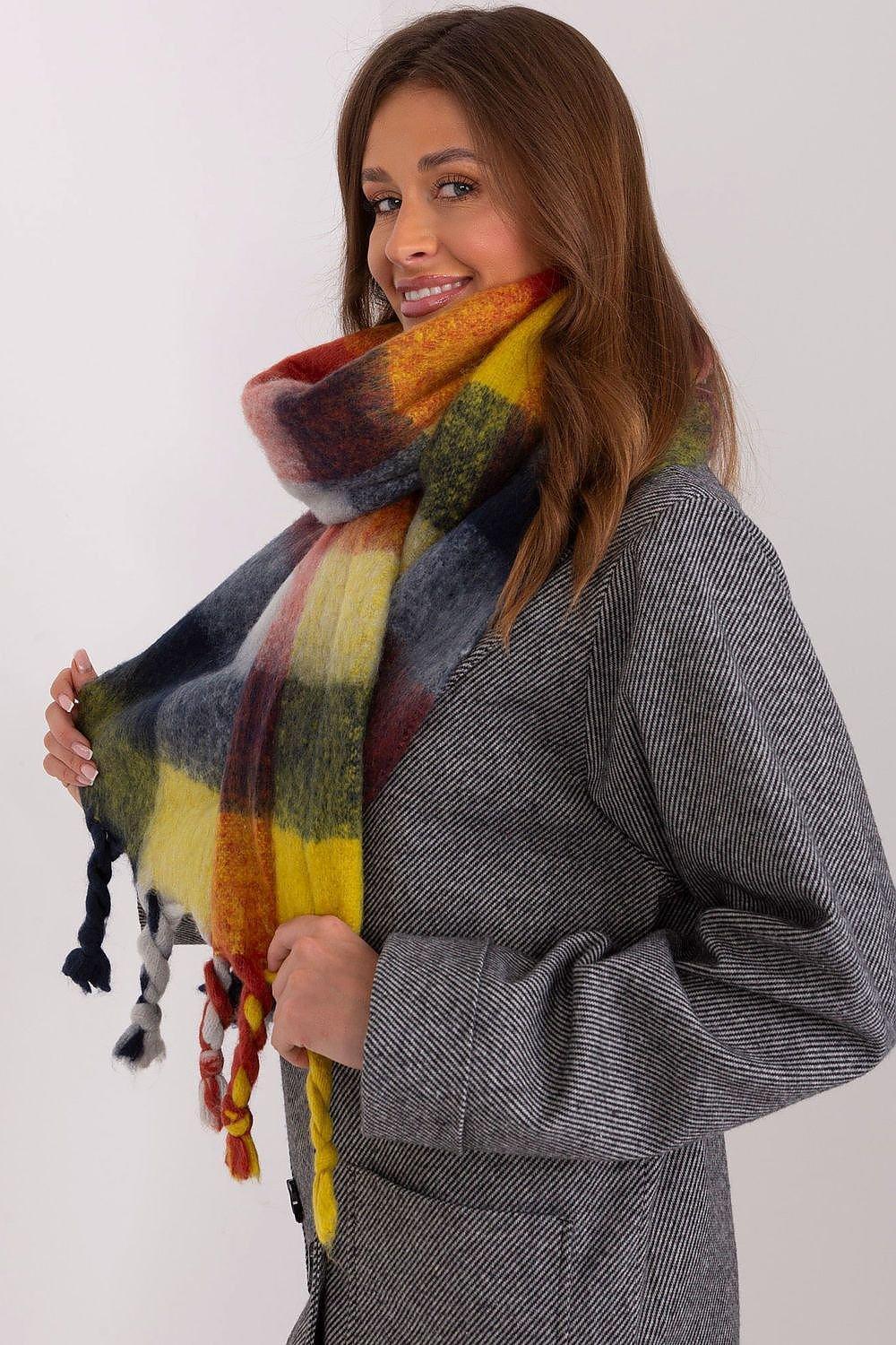 AT long colorful plaid Shawl