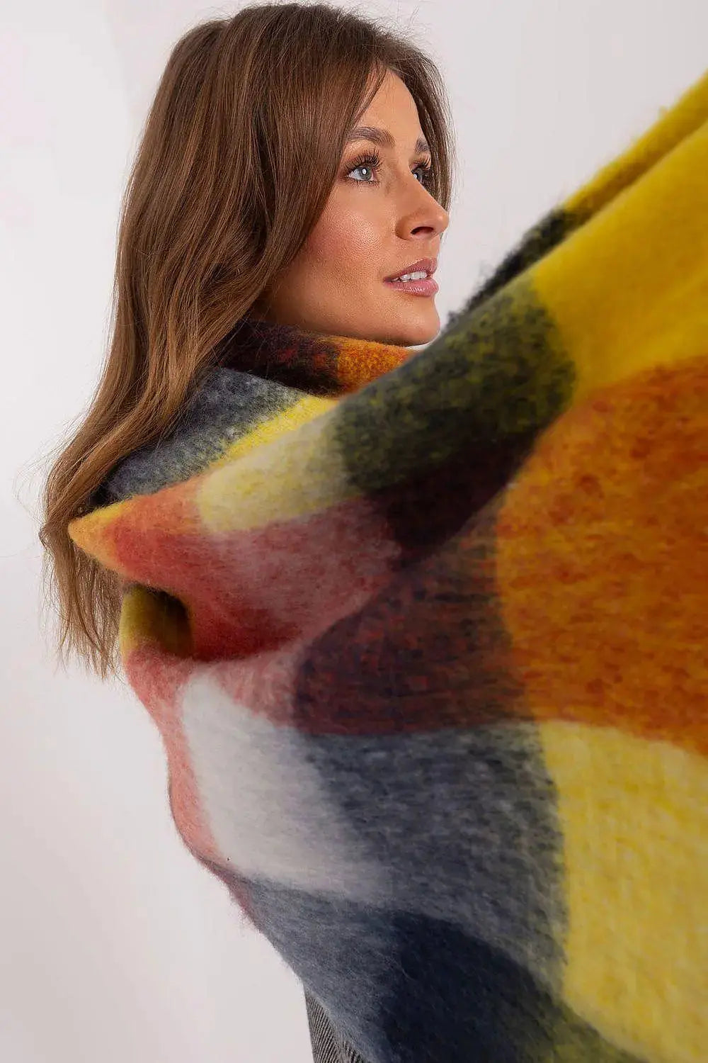 AT long colorful plaid Shawl