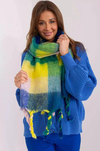 AT long colorful plaid Shawl