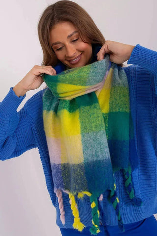 AT long colorful plaid Shawl