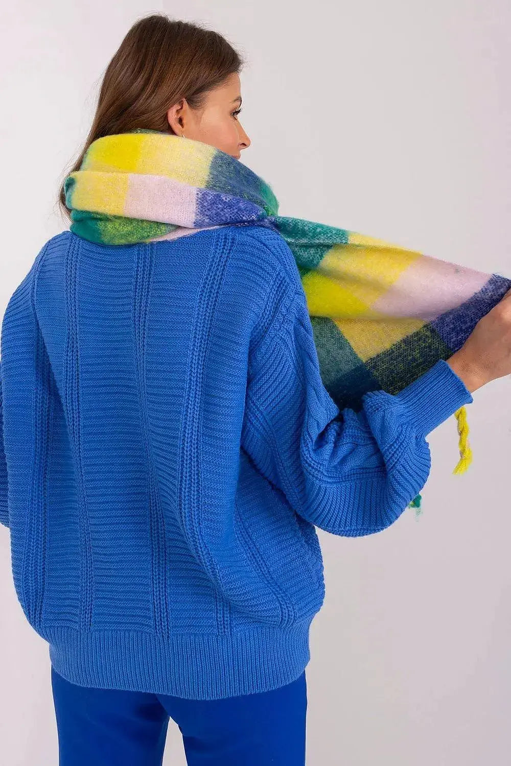 AT long colorful plaid Shawl