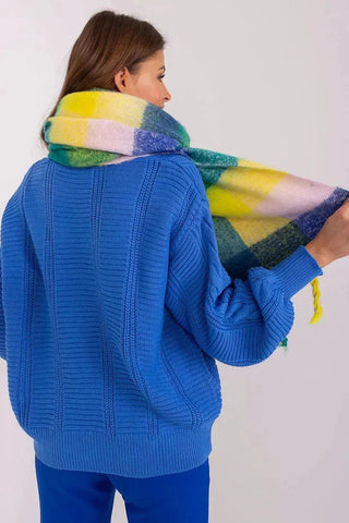 AT long colorful plaid Shawl