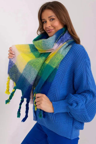 AT long colorful plaid Shawl