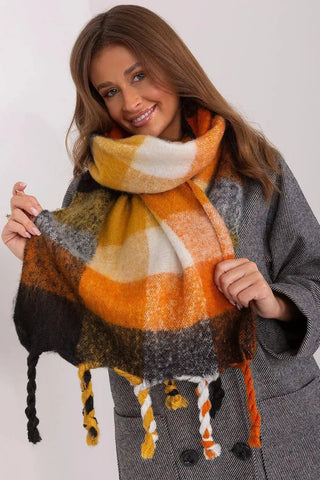 AT long colorful plaid Shawl