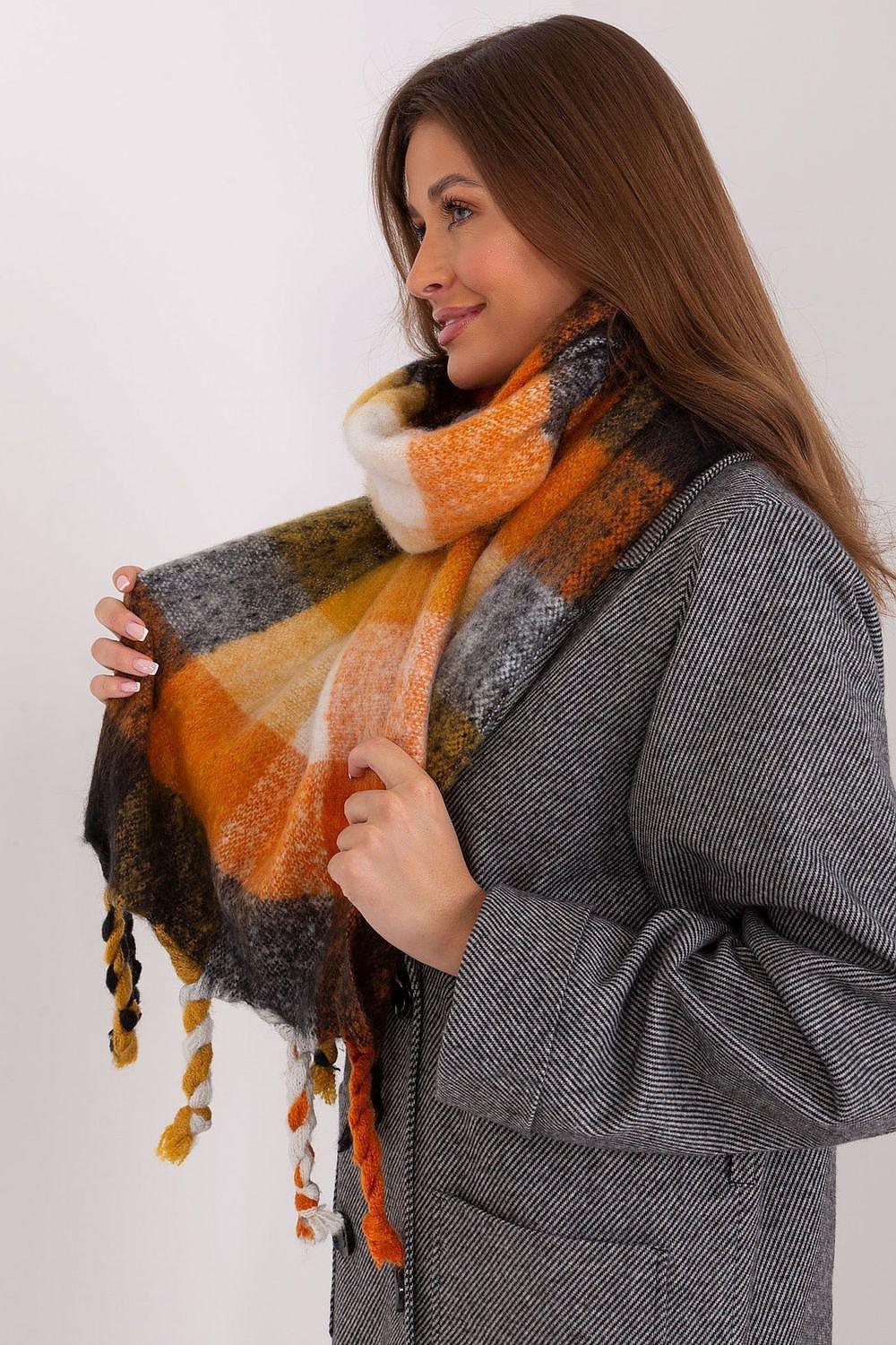 AT long colorful plaid Shawl