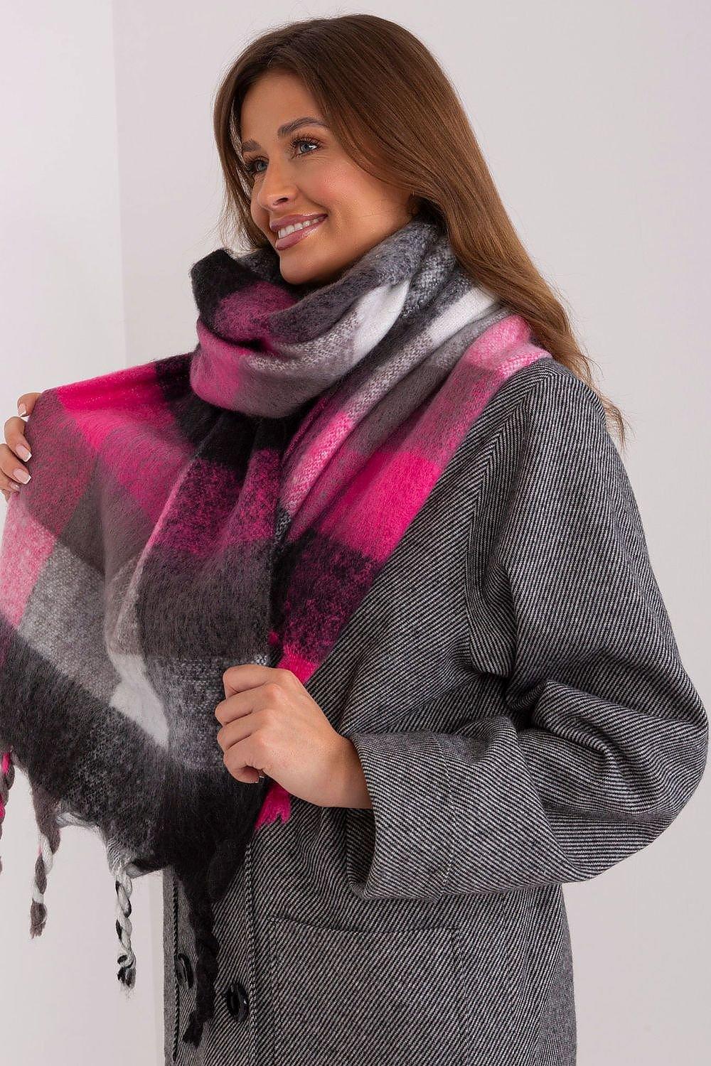 AT long colorful plaid Shawl