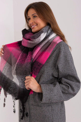 AT long colorful plaid Shawl
