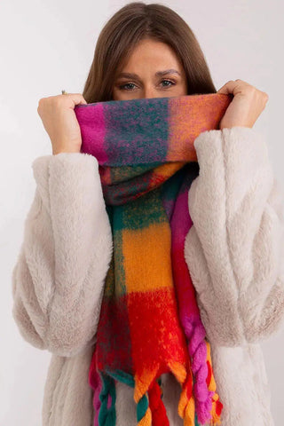 AT long colorful plaid Shawl