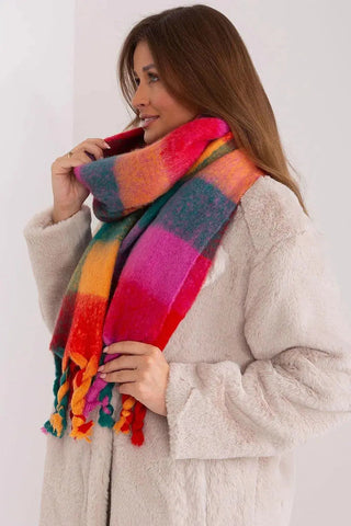 AT long colorful plaid Shawl