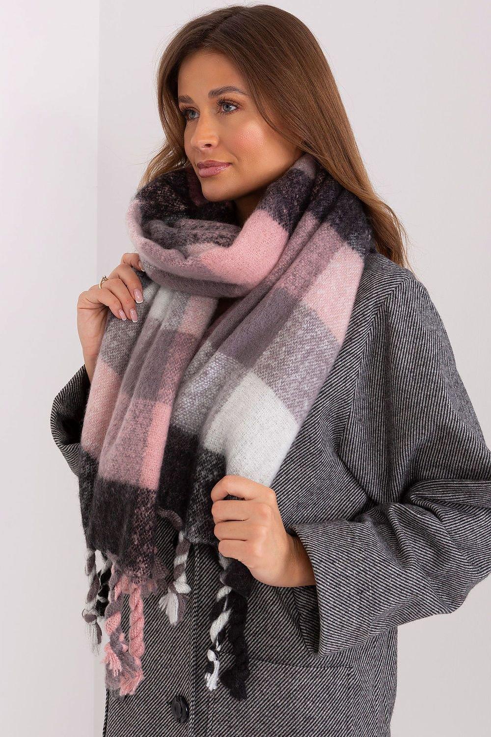 AT long colorful plaid Shawl