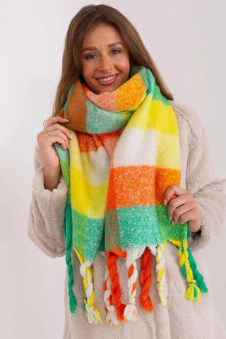 AT long colorful plaid Shawl