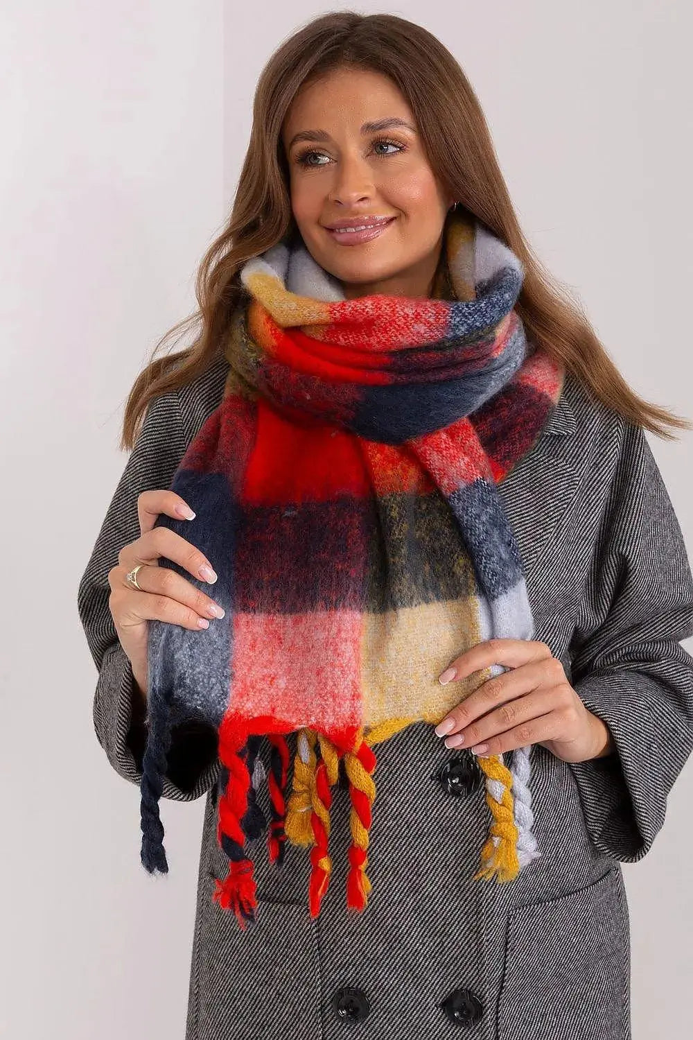 AT long colorful plaid Shawl