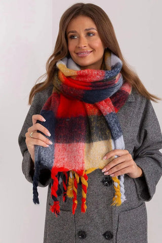 AT long colorful plaid Shawl