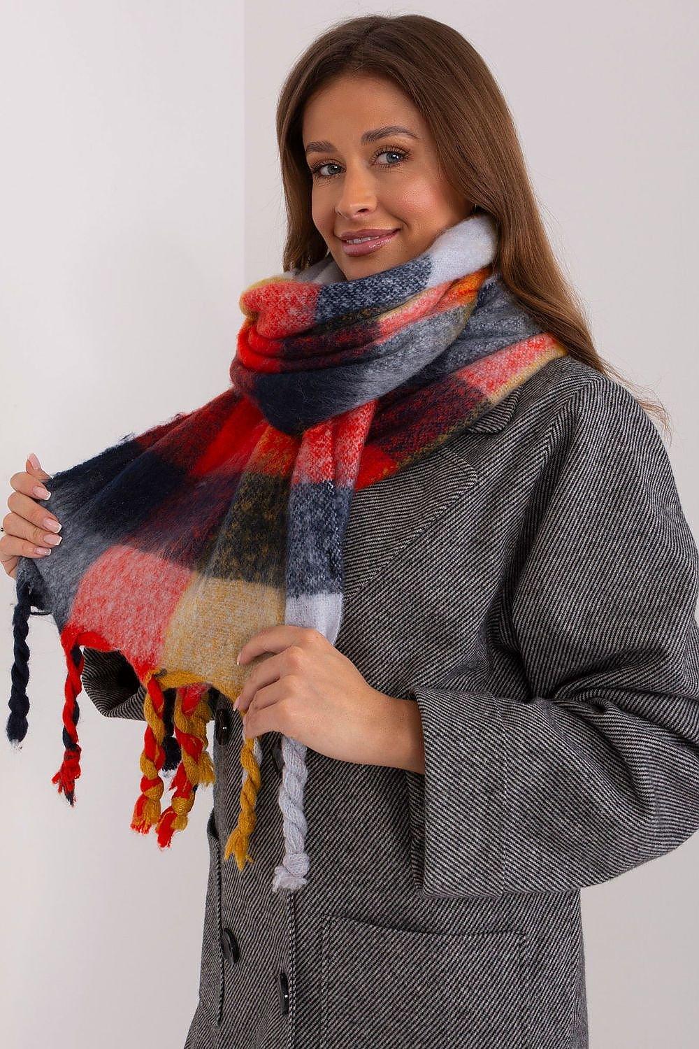 AT long colorful plaid Shawl