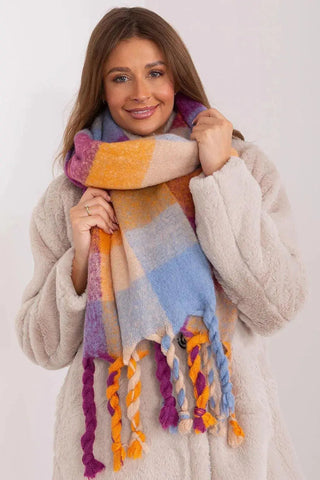 AT long colorful plaid Shawl