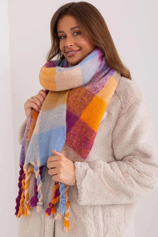 AT long colorful plaid Shawl