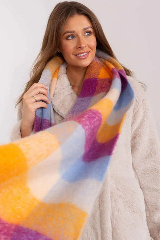 AT long colorful plaid Shawl