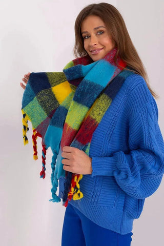 AT long colorful plaid Shawl