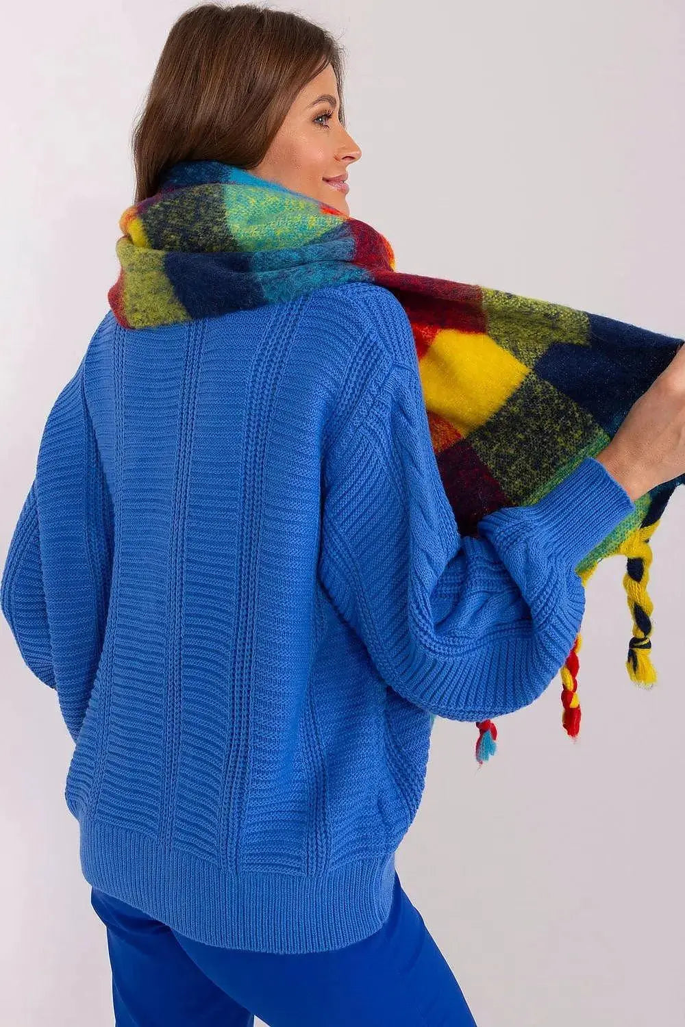 AT long colorful plaid Shawl