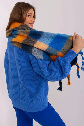 AT long colorful plaid Shawl