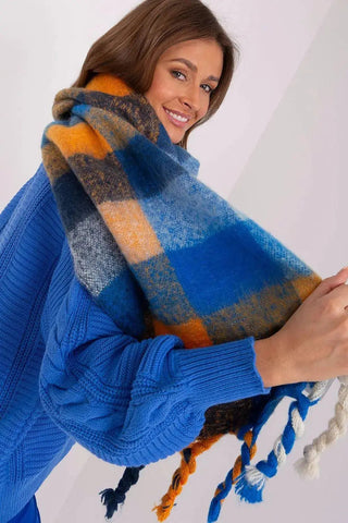AT long colorful plaid Shawl