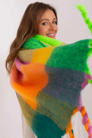 AT long colorful plaid Shawl