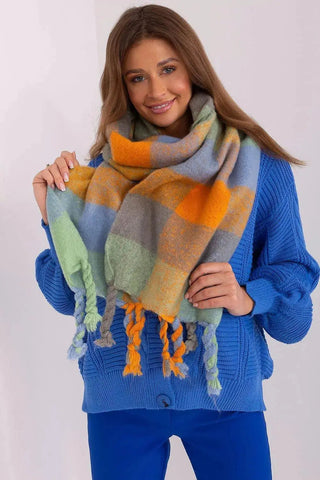 AT long colorful plaid Shawl