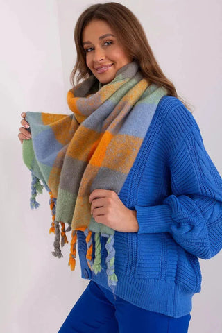 AT long colorful plaid Shawl