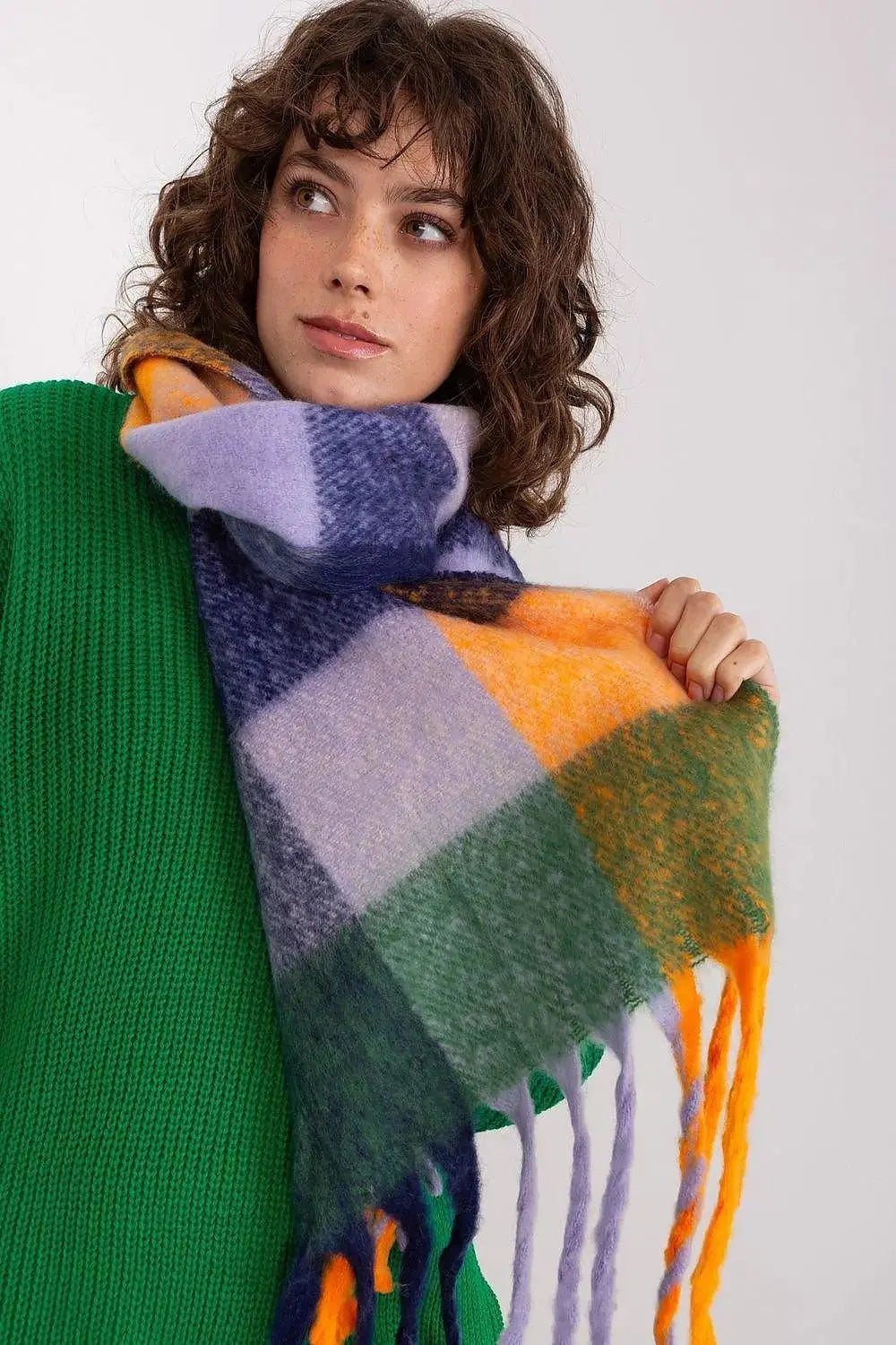 AT long colorful plaid scarf