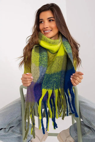 AT long colorful plaid scarf