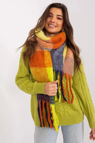 AT long colorful plaid scarf