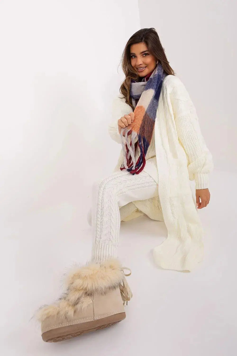 AT long colorful plaid scarf