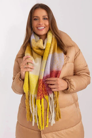 AT long colorful plaid scarf