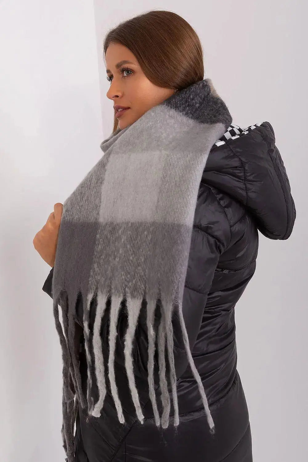 AT long colorful plaid scarf