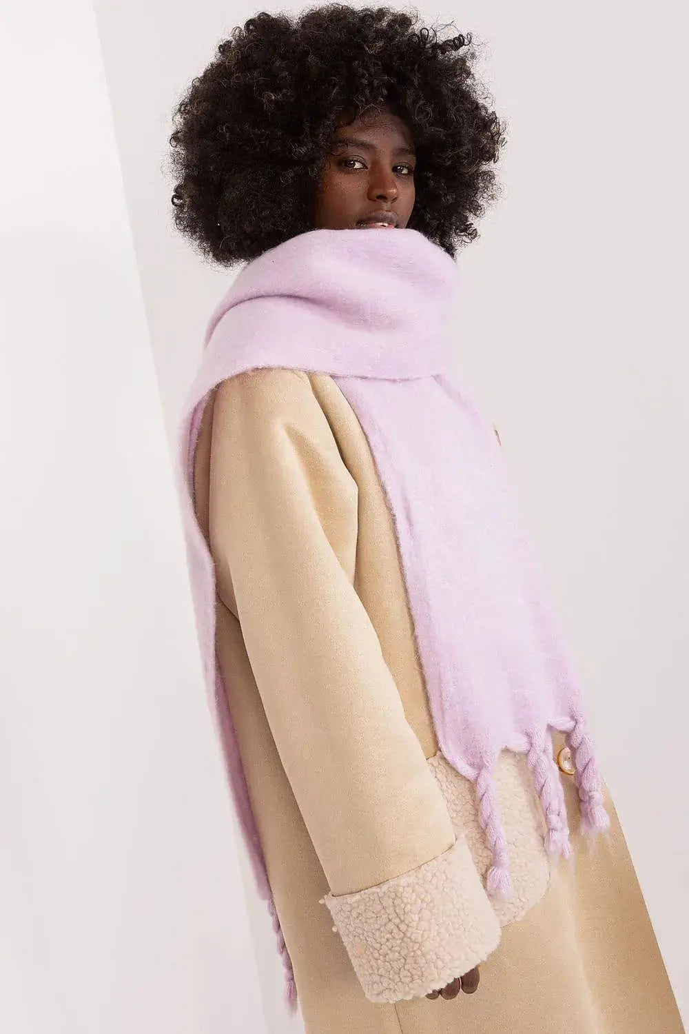 AT long, smooth-textured shawl