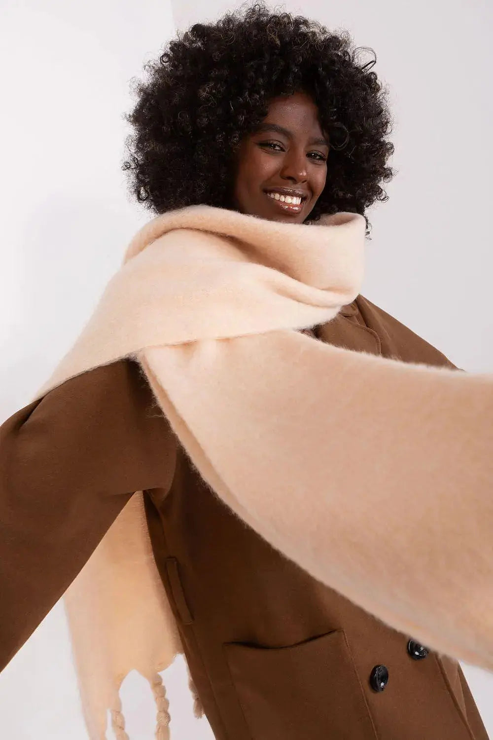 AT long, smooth-textured shawl