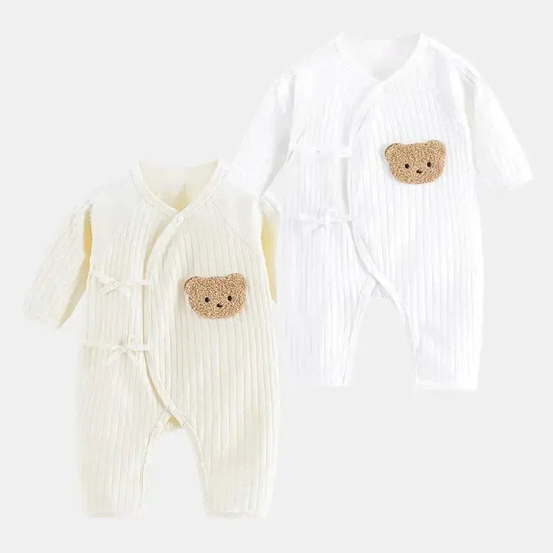 All Seasons Newborn Baby Boy Girl Romper 100% Pure Cotton Soft Cartoon Bear Bodysuit with Hat