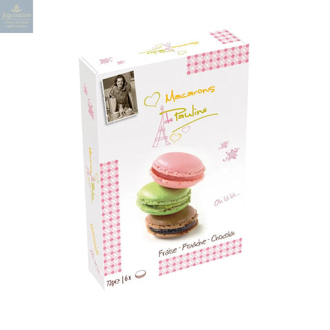 Assortment of 6 macarons in gift box - pistachio, chocolate and strawberry - VAT FREE Jag Couture Chocolates