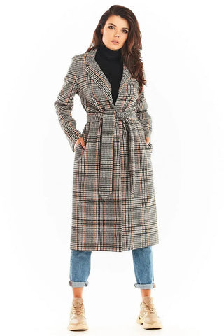 Awama double collar, tied coat