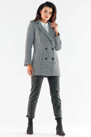Awama large black buttons double-breasted coat