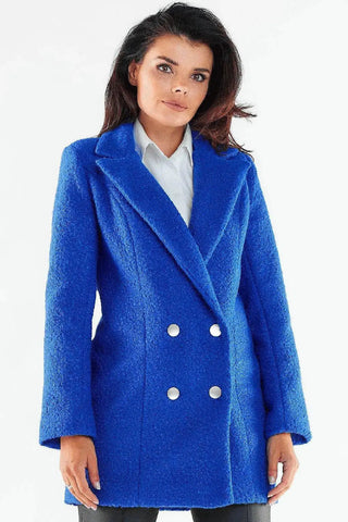Awama large black buttons double-breasted coat
