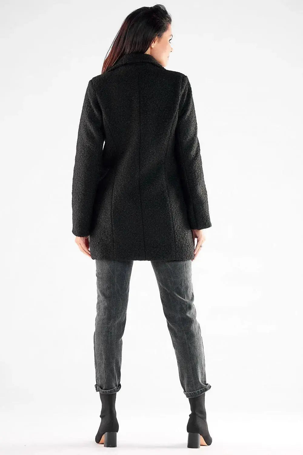 Awama large black buttons double-breasted coat