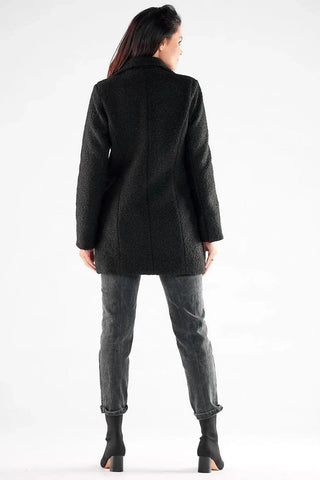 Awama large black buttons double-breasted coat