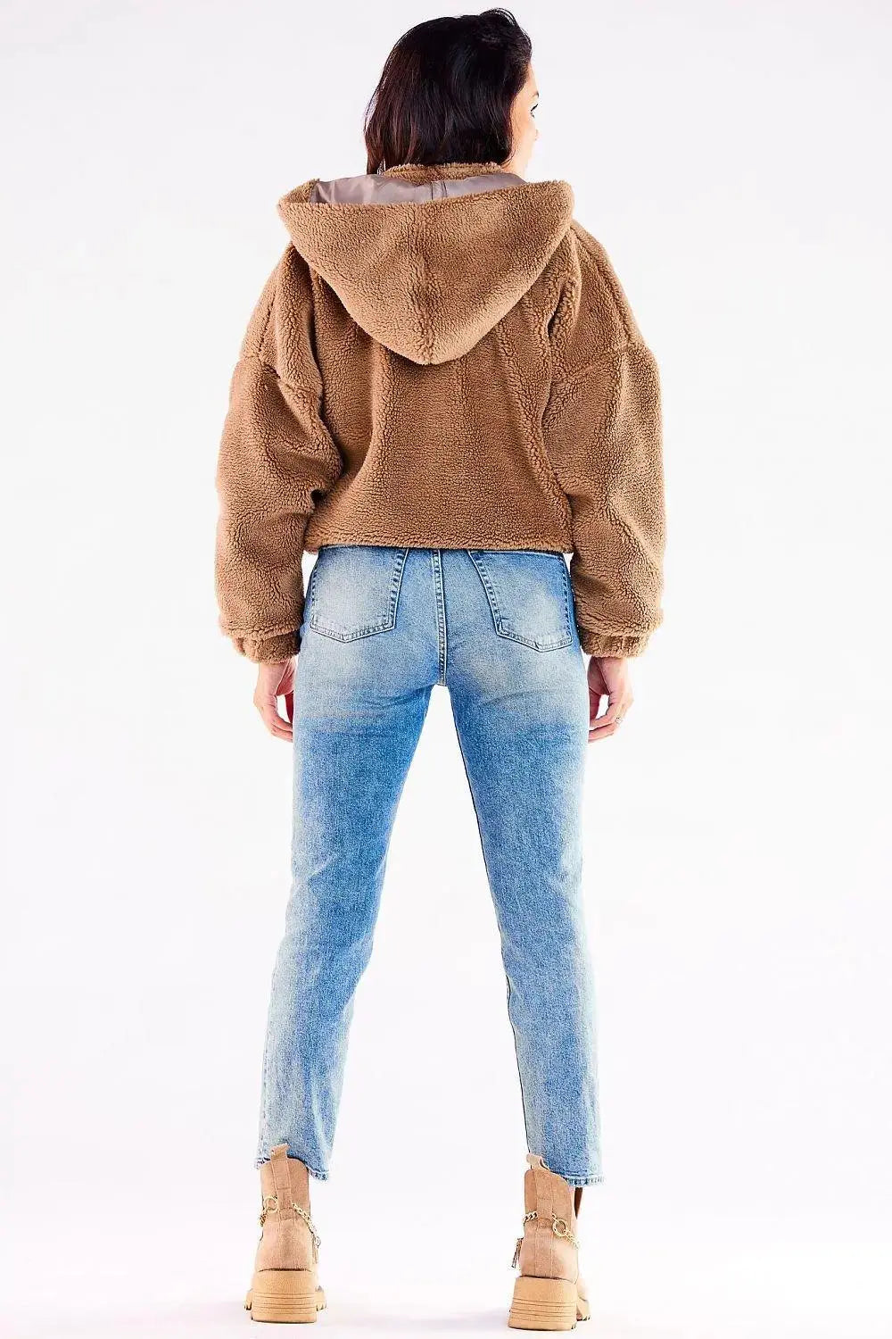 Awama pleasant warm material zippered jacket with hood