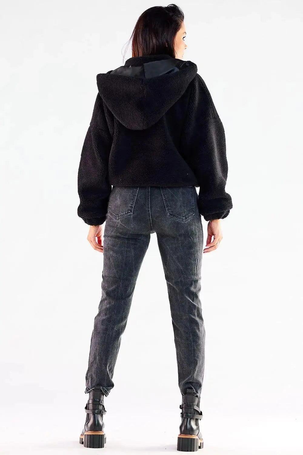 Awama pleasant warm material zippered jacket with hood