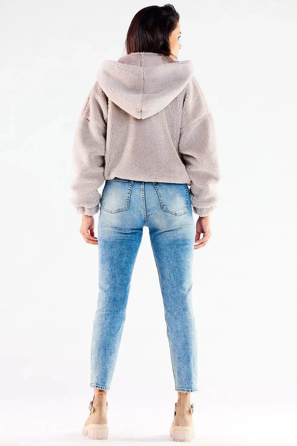 Awama pleasant warm material zippered jacket with hood