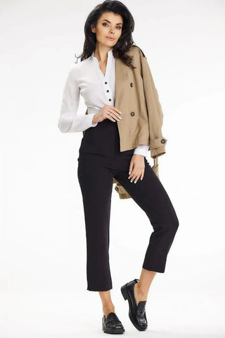 Awama stand-up blouse with long sleeves and a heart neckline