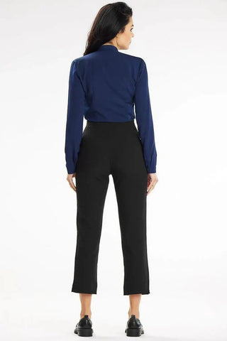 Awama stand-up blouse with long sleeves and a heart neckline