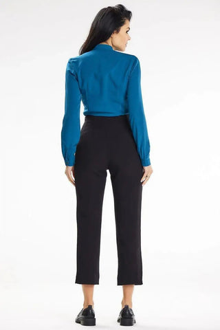 Awama stand-up blouse with long sleeves and a heart neckline
